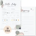 Things of Happiness 20 x Babyparty Tippkarten | Babyshower Ratespiel Karten zum Ausfüllen für Jungen & Mädchen | Spiel Gender Reveal Party | Geschenk Geburt mit Wünschen fürs Baby (Grün, Beige)