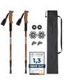 JELEX Nature Teleskop Walking Stöcke für Nordic Walking verstellbar, inkl. diverser Aufsätze für Outdoor Aktivitäten, ultraleichte Wanderstöcke mit Antishock-Technologie (Braun Premium)