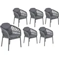 LC Garden »Bari« 6er Set Gartenstühle I Anthrazit Aluminium/Rope Armlehnstühle mit Sitz-und Rückenkissen