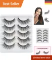 Handgefertigte 3D Katzenaugen Wimpern - 5 Paare, Fluffige & Wiederverwendbare