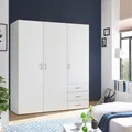 Schlafkontor Drehtürenschrank Harry Schlafzimmerschrank in weiß Kleiderschrank Garderobe mit 3 Schubkästen, in 2 Breiten