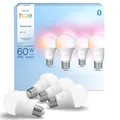 Philips Hue Essential Smart LED A60 Lampe, Weiß und Farbiges LED Leuchtmittel, E27 Fassung, 8W, 2200K-6500K, 806 Lumen LED Licht, dimmbar, kompatibel mit Alexa, Google Assistant & Apple Home, 4er Pack