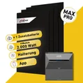 Balkonstrom Balkonkraftwerk 2000W Solaranlage mit Speicher | 1xZusatzspeicher | 2xSolarmodul Bifazial | Anker Solix 3 Pro | Kabel 3m