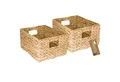 HMF Aufbewahrungskorb Aufbewahrungskorb Wasserhyazinthe, Korb mit Griffen zur Aufbewahrung (2 St., 2er Set), für Badezimmer Küche und Wohnbereich, Größe L, 36 x 28 x 20 cm, Natur