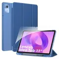 Fintie Hülle mit Schutzfolie für Lenovo Idea Tab 11 Zoll 2025 (TB-336ZU/ TB-336FU) - Ultradünn Schutzhülle mit Translucent Rückseite Cover mit... - Navy