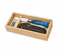 Opinel Taschenmesser Opinel Kindermesser OUTDOOR JUNIOR blau + Holzbox, (Kinder-Schnitzmesser in schöner Holz-Geschenkbox)