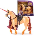 Unicorn Academy Einhorn Cinder – ca. 28 cm großes Einhorn von Valentina zur beliebten Netflix-Serie, 2 Reitzubehörteilen und abnehmbarem Zaumzeug für realistisches Rollenspiel, ab 4 Jahren