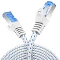 deleyCON 10m CAT 8 Patchkabel (40 Gbit/s, 2000 MHz) Gigabit Netzwerkkabel Ethernet Kabel RJ45 S/FTP POE CAT8 LAN Kabel für PS5 Router Modem TV Switch Laptop - Weiß