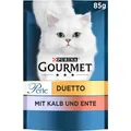 Gourmet Perle Duetto Katzenfutter nass, mit Kalb und Ente, 26er Pack (26 x 85g)