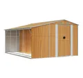 vidaXL Gerätehaus, Gartenhaus Hellbraun 277x365,5x179 cm Verzinkter Stahl