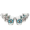 MamboCat 6er Set Cremona Glas-Espressotasse mit Henkel I Blau I 60 ml I Milchglas-Optik mit Espressobohnen und Aufschrift I Alternativ für Lungo, Americano, Ristretto & Co