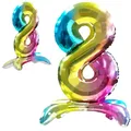Luftballon 8. Geburtstag Zahl 8 Mehrfarbig Stehende Foil XXL Riesen Folienballon 82cm Geburtstagsdeko Ballon Zahl Deko zum Geburtstag.