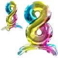 Luftballon 8. Geburtstag Zahl 8 Mehrfarbig Stehende Foil XXL Riesen Folienbal...