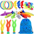 Tauchspielzeug für Kinder: 34-teiliges Set mit Torpedos, Ringen, Fischen, Algen