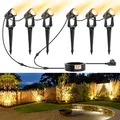 NIORSUN Gartenbeleuchtung LED, Warmweiß 3000K LED Strahler, IP67 Wasserdichter Gartenstrahler, 23 m 27 V Gartenleuchten mit Adapter, Gartenlampen für Draußen für Garten, Hof, Bäume(6er-Pack)