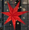 BRUBAKER 3D Weihnachtsstern zum Aufhängen - LED Papierstern mit Timer - 60 cm Adventsstern Batteriebetrieben, Rot