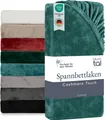 Blumtal Spannbettlaken Cashmere Touch 140x200 cm Plüsch - weiche Spannbettlaken 140x200cm Mikrofaser - Bettlaken warm - Bettlaken flauschig Petrol