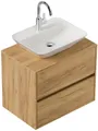 Magnolia Home Aufsatzwaschbecken Badmöbel Taifun 70cm mit modernem Aufsatzwaschbecken eiche gold