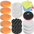 Polierschwamm Set 150 mm + 180 mm 18 teilig Teller mit Klett für Poliermaschine