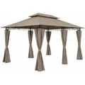 Pavillon 3x4m Gartenzelt Garten Seitenteile Metall Wasserabweisend Topas Taupe - Casaria