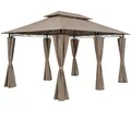 CASARIA® Pavillon Topas 3x4m Metall Wasserabweisend UV-Schutz 50+ mit Seitenteile Stabil Gartenpavillon Luxus Modern Taupe