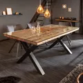 Massiver Esstisch BARRACUDA 180cm Teakholz inkl. Glasplatte mit X-Gestell Tisch