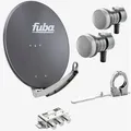 Fuba Sat Anlage 1 Teilnehmer - 2 Satelliten (z.B. Astra/Hotbird) | DAA 780 A Satellitenschüssel 80cm Alu anthrazit (Testergebnis: ausgezeichnet)*
