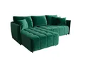 CORNERO Chicago Ecksofa L-Form mit Schlaffunktion und Bettkasten – Couch L-Form fürs Wohnzimmer 3-Sitzer 245 cm x 185 cm x 85 cm (Grün, Ottomane Links)
