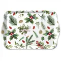 Ambiente Tablett Serviertablett Dekotablett Tray 13x21 cm Melamin Ilex Zweige und Beeren klassisches Weihnachtsmotiv für Advent Nikolaus und Weihnachten