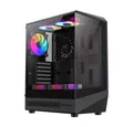 GAMEMAX Gaming-Gehäuse Vista COC AB, Midi-Tower, USB/Audio, ATX, 1x USB2.0, 1x USB3.0, 1x USB-C, inkl. 5x 12cm ARGB Lüfter, schwarz