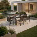 Gardenson Gartentisch, Graphit, Metall, Glas, rechteckig, eckig, 80-120x75.5x70 cm, ausziehbar, Gartenmöbel, Gartentische, Gartentische ausziehbar