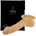 Frei Haus: Toylie Latex Penishülle Franz Gold mit Basisplatte, Einstieg 5.5cm