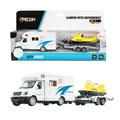Toi-Toys Camper mit Schneemobil Anhänger - Spielzeugauto ab 3 Jahre - Wohnwagen Spielzeug & Schneefahrzeug - Rückzugmotor