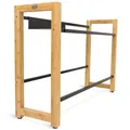 holz4home® Getränkekistenregal aus Bambus I inkl. Metallablage I Schwarze Metallstreben I Kellerregal Getränkeregal für Küche & Keller Kistenregal Getränkehalter (Schwarz, 4 Kisten - Breit)