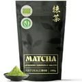 NaturaleBio Matcha Ceremonial Grade 100g. Original Matcha Pulver Bio aus Japan. Grüner Tee, Zeremonie-Qualität. Ideal zum Trinken, Kochen und als Kaffee Latte Zugabe