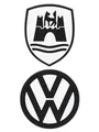 BRISA VW Collection - Volkswagen Rubber Magnet - Front Magnete für Kühlschrank, Magnettafel, Whiteboard, Pinnwand (2er Set VW Logo & Wolfsburg Wappen)