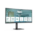 AOC CU34V5CW - 34 Zoll WQHD Curved Monitor, 2 MP Webcam, Lautsprecher, höhenverstellbar (3440x1440, 100 Hz, HDMI, DisplayPort, USB-C, USB Hub) schwarz