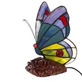 Birendy Lampe im Mosaik-Stil Figurenlampe Katze, Fisch, Pferd Schmetterling Dekorationslampe Glaslampe, Leuchte,Tischlampe, Tischleuchte (Schmetterling-201)