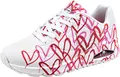 Skechers Damen UNO Spread The Love Sneakers, White W Red and Pink Heart Print Durabuck/M, 40 EU