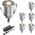 ledscom.de LED Boden-Einbauleuchte BINO für außen, IP67, 32mm Ø, warmweiß, 6er Set