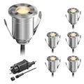 ledscom.de LED Boden-Einbauleuchte BINO für außen, IP67, 32mm Ø, warmweiß, 6er Set
