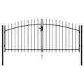 Zauntor Doppelflügel Mit Speerspitzen Stahl 3x1,25 M Schwarz Schlüssel
