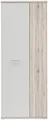 FORTE NET106 Schrank 70, Schuhschrank, Garderobenschrank, Abstellraum, Drehtürenschrank, 2-türig mit Einlegeböden, Weiß mit Holzdekor: Sandeiche, 69 cm breit x 179 cm hoch x 35 cm tief