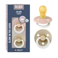 BIBS Colour Glow Schnuller 2er-Pack, BPA-frei. Leuchtet im Dunkeln, Kirschform Nippel. Naturkautschuk/Latex, Hergestellt in Dänemark. 18+ Monate (2er Pack), Blush NIGHT/Vanilla NIGHT
