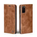 LBH Handyhülle für Samsung Galaxy S20 in Hellbraun mit Karten- und Geldfach Smartphone Hülle mit Standfunktion Flip Case Schutzhülle Magnetverschluss Vintage