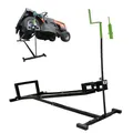 TRUTZHOLM Rasentraktorheber 115 x 50 cm Heber für Rasentraktoren, Aufsitzmäher, 400 kg Tragkraft, Handkurbel und Adapter für Akkuschrauber, stufenlos verstellbar, platzsparend verstauen