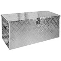 Trucky Truckbox aus Aluminium, Modell D120, 89x36x42cm, Abschließbar, Robustes Riffelblech, Deichselbox Für Werkstatt, Auto, Hobby Alu Kiste Anhängerbox