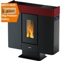 Freepoint Pelletofen Moon Stahl Bordeaux 10 kW mit Automatik