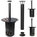 A. Weyck Tools Komplettset – Multifunktionstonne mit Schornstein/Kamin 100 x 6mm #3000 Feuerplatte mit Abstandshalter & Feuerkorb – Rauchfreier Kamin, Feuertonne & Grill – 6mm Stärk, 20cm Innenloch