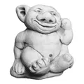 gartendekoparadies.de Massive Steinfigur XXL Troll Modell Finger im Ohr Gnom Wichtel Kobold, Höhe 26 cm, Grau, 14 kg, Figur aus Steinguss frostsicher für den Außenbereich